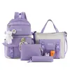 Mochila escolar para estudiantes de cuatro o cinco piezas, mochila para estudiante de primaria femenina, mochila de lona, mochila para niño, moderna, rábano, conejito