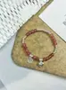Pulsera de Plata de Ley S925 con Cuentas de Cristal de Fresa y Lazo para Mujer 2024 Nueva Pulsera Versátil Blanca de Alta Gama