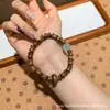 Pulseiras de Jacarandá Preto para Homens e Mulheres, Contas de Madeira para Oração Budista, Pulseiras de Contas Giratórias para Casais, Pulseiras com Anel Giratório de Sândalo, Joias