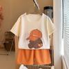Conjunto Infantil de Manga Curta Verão Novo Estilo para Meninos e Meninas Bebê Casual Estilo Coreano Respirável Roupa de Verão Roupas Infantis e Calças Infantis Atacado