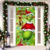 Capa de porta de Natal transfronteiriça Vaca das Terras Altas Boneco de Neve Papai Noel Adesivo de porta Decoração de porta de pátio Pano para pendurar fabricante atacado