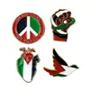 Broches da Série Bandeira da Palestina Transfronteiriça, Insígnias Metálicas Personalizadas em Formato de Punho e Pássaro, Acessórios para Vestuário em Estoque
