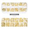 Nova Joia de Rebite para Nail Art Caixa Longa Mista Japonês Unha Ouro Rosa Metal Estrela Lua Patch Oco para Unha