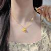 Colar de sino de palácio de ábaco de cor dourada antiga estilo chinês pingente de sino seguro conjunto de corrente de clavícula da moda presente de aniversário