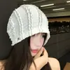 Gorro Turban con Adorno de Encaje Estilo Coreano para Mujer, Gorro Fino Transpirable para Primavera/Verano, Circunferencia de Cabeza Grande, Moderno, Versátil, Gorro Holgado, Hace que la Cara Parezca Más Pequeña