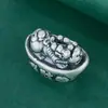 Lingote da Fortuna S999 Prata Pura Contas Espaçadoras Pixiu Material para Pulseira de Corda Trançada com Contas DIY Acessórios de Contas Soltas de Prata Dura 3D Prata
