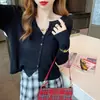 Cárdigan corto de punto blanco para mujer, versátil para usar solo o como capa exterior, nuevo top cálido para otoño e invierno 2025 para mujer