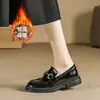 Zapatos Planos Retro Estilo Británico, Zapatos de Mujer para el Trabajo, Mocasines Negros de Suela Gruesa con Hebilla Metálica para Primavera y Otoño, Zapatos Pequeños de Cuero para Mujer, Zapatos Planos