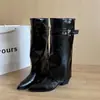 Botas de motocicleta con cañas desmontables, botas de mujer otoño 2026, ajuste ceñido, largas, punta fina, tacón de plataforma moderno, doble uso