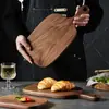 Tabla de cortar de madera maciza de nogal negro norteamericano Plato para pizza Tabla de cortar pequeña para uso doméstico japonés Bandeja para filete, tostadas, pan