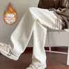 Pantalones de Pana para Hombre Maillard Otoño e Invierno Forrados de Polar Cálidos Caída Recta Casual Sueltos de Pierna Ancha para Hombre