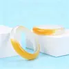 Nuevo brazalete de ojo de gato de alta transparencia en color degradado, mitad amarillo y mitad blanco, joyería de ágata estilo dulce y femenino