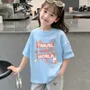2026 Nueva Camiseta de Verano de Algodón Puro para Niños Mayores, Top de Manga Corta Estilo Verano, Camiseta Delgada de Manga Corta para Niñas Ropa de Verano