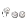 Pendientes de perlas de circón flash lujo ligero anillo de perlas ajustable cuentas de concha moda para ir al trabajo Joker traje mujer al por mayor