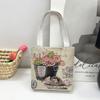 Bolsa de Mão Pequena Bordada com Elefante Estilo Étnico para Viagem Feminina Bolsa de Ombro de Lona Tecida para Todas as Estações Bolsa de Estudante