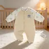 Nuevo Pelele Acolchado de Bebé para Otoño e Invierno, Mameluco de Bebé Bordado de Dibujos Animados sin Costuras, Ropa Exterior para Gatear, Tallas 73-90
