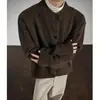 Comercio Exterior Otoño/Invierno Nueva Ropa para Hombre Adolescente Sentido del Diseño Estilo Old Money Botón Suéter de Color Contrastante Top Chaqueta de Temperamento
