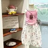 Conjunto de Verano para Niñas 2026 Nuevo Modelo Camisola Rosa de Oso Infantil Pantalones con Dibujos Animados y Anti-Mosquitos Conjunto de Dos Piezas