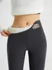 Leggings de terciopelo y engrosados de cintura alta para mujer, pantalones ajustados elásticos cálidos de invierno, pantalones de algodón ajustados que moldean el cuerpo para usar como prenda exterior