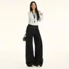 Jeans Casual Wide-Leg de Comprimento no Chão, Tendência Retro Verão 2026, Design de Cintura Dupla, Estilo Americano, Caimento Solto