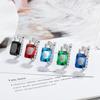 Aretes de Personalidad Europea y Americana Rectangulares Hebilla de Oreja Zircón Colorido Aretes Transfronterizos Sentido Avanzado Temperamento