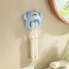 Portacepillos de dientes de oso lindo para montaje en pared sin perforaciones, estante de almacenamiento de baño para el hogar de dibujos animados, portacepillos doble, multicolor opcional