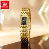 Olevs Nuevo Reloj Cuadrado Simple y Elegante, Reloj Cuadrado Pequeño, Reloj para Mujer, Reloj Dorado Estilo Pulsera, Reloj de Cuarzo