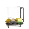 Suporte de pano de cozinha resistente, montável na parede ou na bancada, suporte multifuncional para escorrer e guardar panos de prato, suporte de armazenamento em aço carbono
