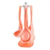 Juego de 7 utensilios de cocina de silicona coloridos para sartenes antiadherentes con soporte de almacenamiento, juego de espátula y cucharón de silicona resistente a altas temperaturas