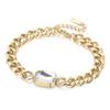 Rueda de cartas nueva cadena cubana de acero de titanio metal vintage chapado en 18K recubrimiento al vacío cristal de cuarzo pulido pulsera femenina de nicho