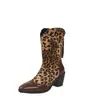 Botas de montar retro de punta fina con estampado de leopardo y tacón medio, nueva colección otoño 2026, talla grande, transfronterizas, tacón grueso, botas de moda hasta la pantorrilla para mujer