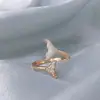 Anillo Cola de Pez para Mujer 2024 Nuevo Diseño de Nicho Circonita Microincrustada Lindo Fresco Lujo Ligero Anillo de Cola con Gota de Pegamento