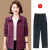 Nova Moda de Outono para Mulheres de Meia-Idade: Camisa de Manga Longa, Jaqueta Fina para Mulheres, Top Jaqueta Casual com Gola Reversível