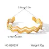Phoenix Trend Moda Nueva Transfronteriza Pulsera Abierta Hueca Ondulada de Tres Capas Joyería de Acero Inoxidable Brazalete de Acero de Titanio que No se Desvanece
