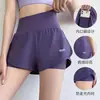 Pantalones Cortos Deportivos Transfronterizos Nuevo Estilo Falso Dos Piezas Pantalones Cortos para Correr Secado Rápido Anti-Exposición Pantalones de Yoga Bolsillos Pantalones Cortos de Fitness Mujer