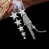 Pendientes Europeos y Americanos Largos Asimétricos con Borlas, Lujo Accesible y Pendientes Exagerados de Nuevo Estilo de Gama Alta Llenos de Diamantes y Elegantes Pendientes de Perlas
