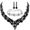 Joyería Nueva Creativa Europea y Americana Incrustada de Diamantes Lujosa de Gama Alta Collar Pendientes Collar de Lujo Ligero Juego de Tres Piezas Venta al por Mayor