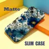 Funda rígida de capa única con agujeros grandes para iPhone15 de TK, popular, con tono azul retro, pintura al óleo floral 17pm, funda de teléfono artística de nicho