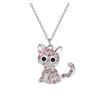 Amazon Transfronterizo Collar Colgante de Gatito con Lazo de Colores Navidad Día del Niño Animales de Dibujos Animados Collar Regalo