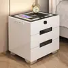 Mesita de Noche Inteligente, Sencilla, Moderna, Multifuncional, con Luz, Carga Inalámbrica, Cerradura de Huella Dactilar, Altavoz Bluetooth, Mesita de Noche para Dormitorio