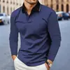 Comercio Exterior Primavera y Otoño Nueva Camisa Polo para Hombre Cuello Solapa Manga Larga Golf Casual Deportiva Top Camiseta de Color Contrastante
