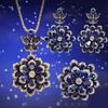 TikTok Nuevo Collar de Set de Flores Eternas Colgante de Lujo Azul Real Aretes de Corindón Rojo Anillo Tesoro Color Esmeralda