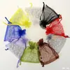 Bolsa de hilo para joyería al por mayor de fábrica color liso hilo de perla bolsa para dulces de boda empaque de joyería color liso bolsa de malla de gasa organza