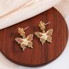 Agulha de prata estilo coreano verão high-end sentido gradiente borboleta brincos luz de luxo nicho design sentido flor brincos de pérola para mulheres