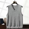 Chaleco de cachemira con cuello en V para hombre, jersey de cachemira, chaleco de punto sin mangas, suéter cálido y agradable para la piel, chaleco