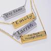 Collar horizontal de acero inoxidable europeo y americano personalidad letra personalizada charm cadena de recuerdo colgante largo de acero de titanio venta al por mayor