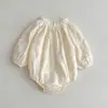 Ropa para Bebé Algodón Puro Niña Bordado de Flores de Manga Larga Holgado Mono Mono Estilo Primavera y Otoño
