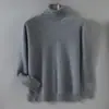 Camisa base 100% caxemira pura, novo suéter de tricô pulôver solto de gola alta masculino outono e inverno, suéter pulôver quente