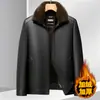 Chaqueta de Cuero para Hombre con Forro de Lana de Cordero para Otoño/Invierno con Fleece Adicional y Grosor, Ropa de Abrigo de Invierno para Papá, Chaqueta de Algodón para Abuelo