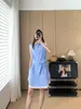 C*S Mismo Estilo que la Colección de Gabinetes~Vestido Polo de Algodón sin Mangas con Cordones de Corte Casual Falda Simple de Corte A H062511